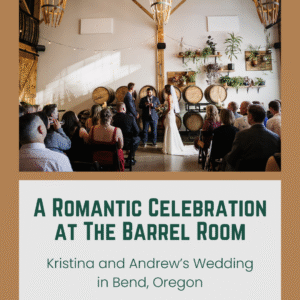 Kristina and Andrew’s wedding ceremony in The Barrel Room at UPP Liquids, captured by Kiley Stephens Photography in Bend, Oregon